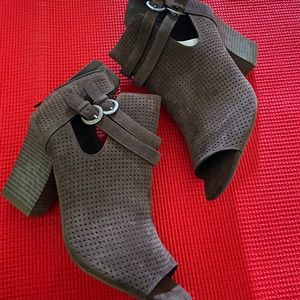 Taupe Cutout Peep Toe Heels